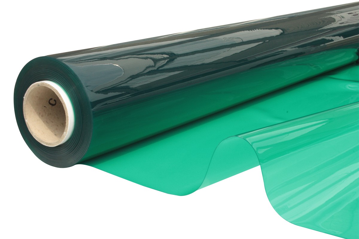 Groene transparante plastic folie, cm, 0,60 mm