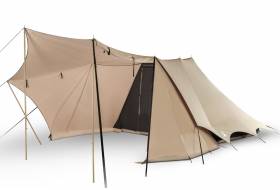 Cotton pyramid tent Bedouin 300 sand/black with sewn in groundsheet